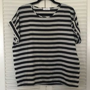 Women’s Black & White Striped Short Sleeve Top